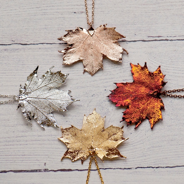 Canadian Maple Leaf Necklace, Autumn Leaf Jewelry, Real Leaf necklace, Gold Leaf Pendant, Silver Leaf, Rose Gold Leaf Necklace, Autumn Fall