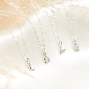 Cute Alphabet Initial Sterling Silver Letter Necklace, Gift For Her, Initial Charm Jewellery, Letter Jewelry in Silver, My Initial Necklace image 1