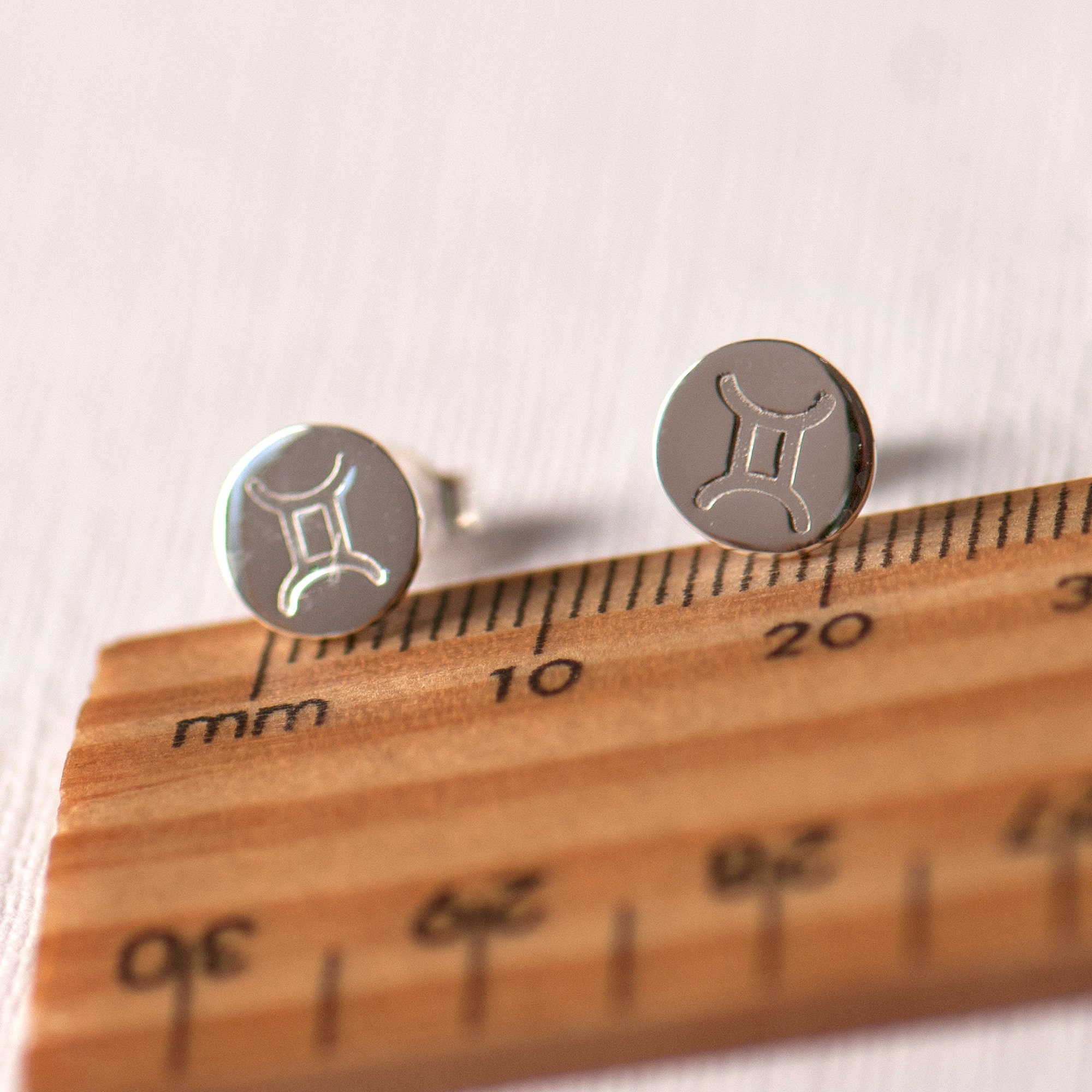 Gemini Silver Stud Earrings Gemini Symbol Studs Gemini Etsy UK