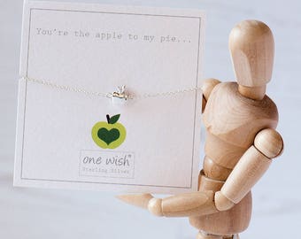 Apple Bracelet Sterling Silver, Apple Jewellery, Apple Quote Bracelet, Apple Lover Gift, Dainty Apple Bracelet, Girlfriend Gift, Apple Fruit