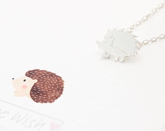 Hedgehog Sterling Silver Necklace, Hedgehog Gift Silver, Hedgehugs, Woodland Animal Jewellery, Forest Core, Cute Animal Necklace, Nature