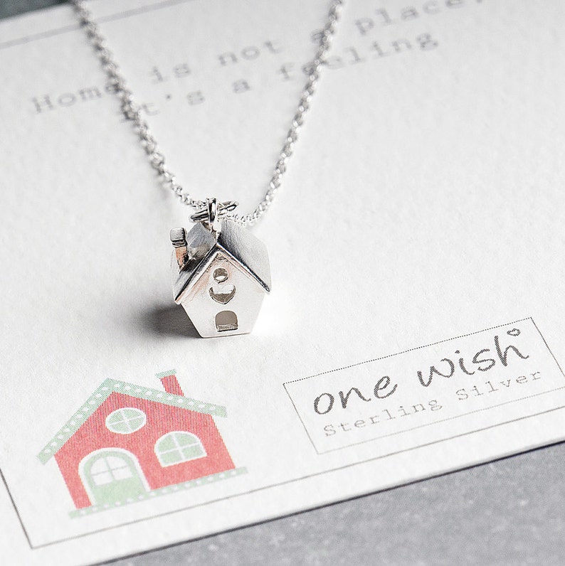 Bird House Necklace Home Necklace Silver House Necklace Etsy