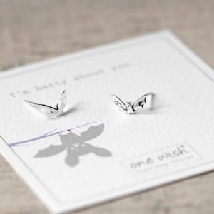 Bat Stud Earrings, Halloween Bat Earrings, Bat Silver Earrings,Bat Gift, Batty About You, Bat Cute Jewellery, Bat Lover Gift, Quirky Studs