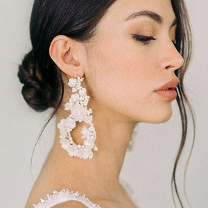 Julie Bridal Statement Earrings, Floral Earrings, Garden Earrings, Statement Earrings, Flower Earrings, JONIDA RIPANI Made In Italy image 4