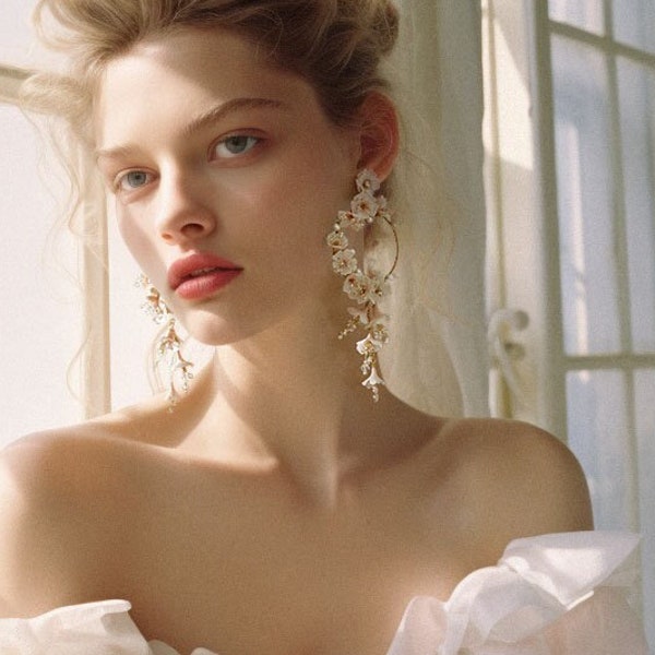 Opera | Bridal Statement Earrings, Floral Earrings, Garden Earrings, Statement Earrings, Flower Earrings, JONIDA RIPANI - Made In Italy