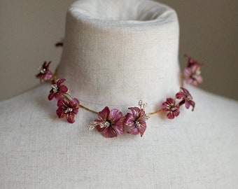 Flower Valentine | Bridal Necklace, Statement Choker, Beaded Necklace, Wedding Necklace, Red Necklace, JONIDA RIPANI - Made in Italy