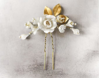 Alberta | Bridal Hairpin, Bridal Pin, Floral Headpiece, Flower Comb, Floral Pin,  JONIDA RIPANI - Made in Italy
