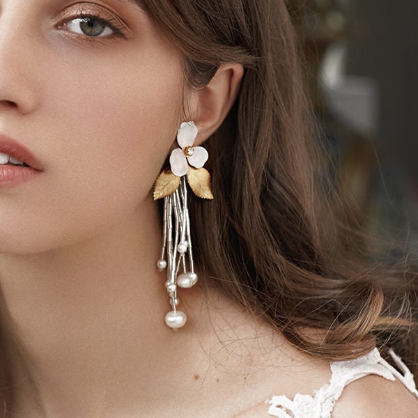 Eleonora | Bridal earrings, White  Earrings, Garden Earrings, Statement Earrings, JONIDA RIPANI - Made In Italy