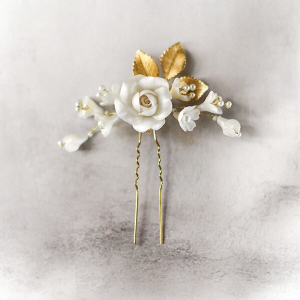 Alberta | Bridal Hairpin, Bridal Pin, Floral Headpiece, Flower Comb, Floral Pin,  JONIDA RIPANI - Made in Italy