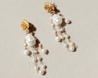 Rosalie | Bridal Earrings, Flower Earrings, Pearl Earrings, Statement Earrings, JONIDA RIPANI - Made In Italy