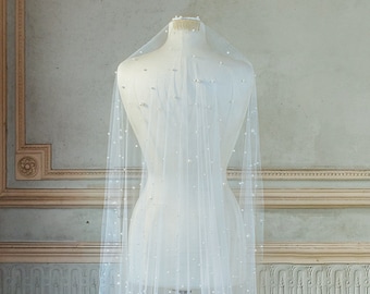 Perla | Pearl Bridal Veil, Pearl Veil, Chapel Pearl Veil, Bridal beaded veil, Luxury Veil, Modern Veil, JONIDA RIPANI