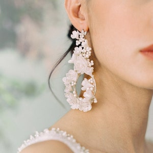 Julie Bridal Statement Earrings, Floral Earrings, Garden Earrings, Statement Earrings, Flower Earrings, JONIDA RIPANI Made In Italy image 1