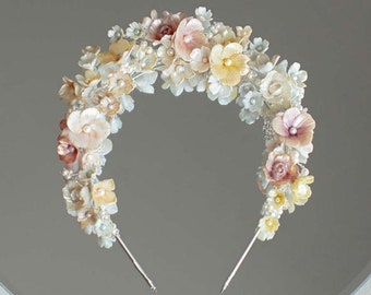Antica | Bridal Crown, Flower Tiara, Statement Tiara, Gold Crown, Floral Tiara, JONIDA RIPANI - Made in Italy