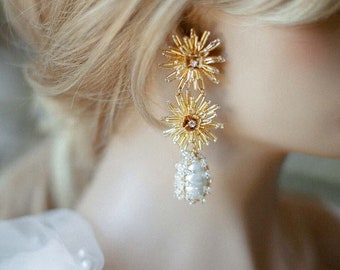 Duchessa Maxi | Gold Bridal Earrings, Enchanted Bridal Earrings, Starry Earrings, Pendant Earrings, Statement Earrings, JONIDA RIPANI