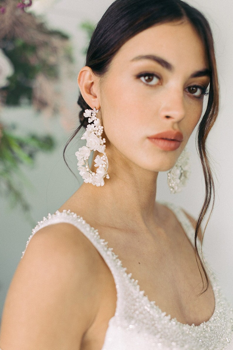 Julie Bridal Statement Earrings, Floral Earrings, Garden Earrings, Statement Earrings, Flower Earrings, JONIDA RIPANI Made In Italy image 7