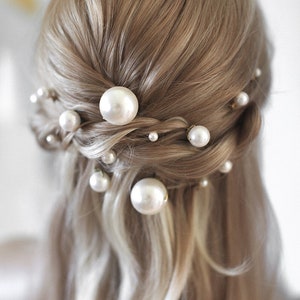 Carla Bridal Hair Pins, Pearl Hairpin, Bridal Pearls, Pearl Hair pins, Pearl Comb, Pearl Headpiece, JONIDA RIPANI Made in Italy image 5