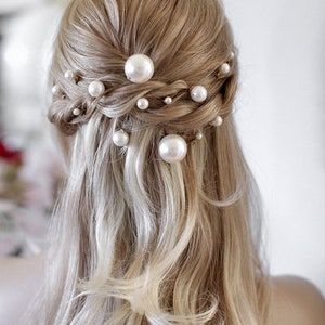 Carla Bridal Hair Pins, Pearl Hairpin, Bridal Pearls, Pearl Hair pins, Pearl Comb, Pearl Headpiece, JONIDA RIPANI Made in Italy image 8