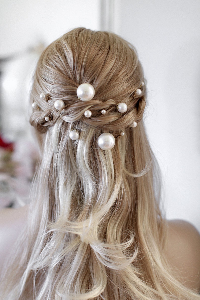 Carla Bridal Hair Pins, Pearl Hairpin, Bridal Pearls, Pearl Hair pins, Pearl Comb, Pearl Headpiece, JONIDA RIPANI Made in Italy image 8