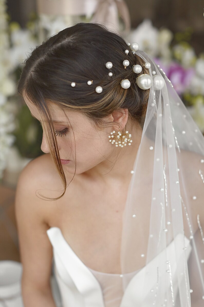 Carla Bridal Hair Pins, Pearl Hairpin, Bridal Pearls, Pearl Hair pins, Pearl Comb, Pearl Headpiece, JONIDA RIPANI Made in Italy image 3