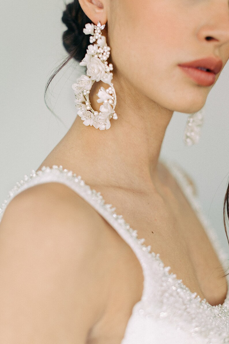 Julie Bridal Statement Earrings, Floral Earrings, Garden Earrings, Statement Earrings, Flower Earrings, JONIDA RIPANI Made In Italy image 10
