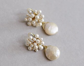 Brigitte| Bridal Earrings, White Earrings, Pearl Earrings, Statement Earrings, JONIDA RIPANI - Made In Italy