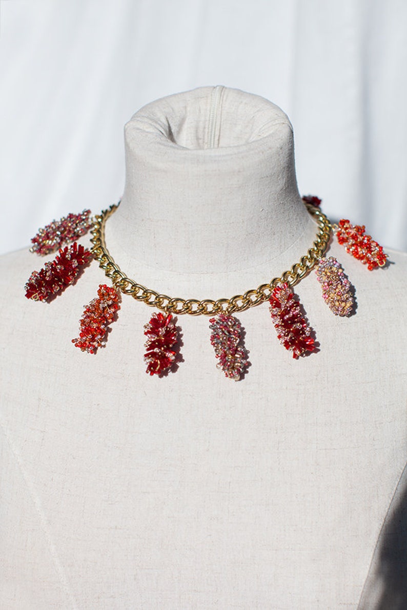 Ruby Mediterranean Necklace, Statement Necklace, Beaded Necklace, Bold Collar, Modern Necklace, JONIDA RIPANI Made in Italy image 2