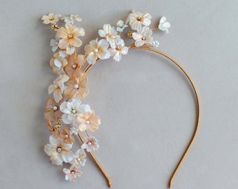 Fleur | Bridal Crown, Flower Tiara, Statement Tiara, Gold Crown, Floral Tiara, JONIDA RIPANI - Made in Italy