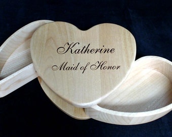 Personalized Wooden Jewelry Box Christmas Keepsake box Heart shaped jewelry box Quinceanera Heart Jewelry box Bat Mitzvah Keepsake box