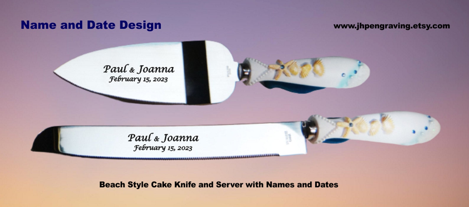 Personalized Cake Knife Set Beach Theme Wedding Bridal Etsy
