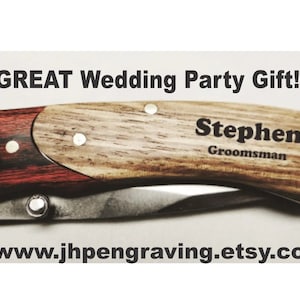 Custom Engraved Folding Pocket Knife with Two Tone Pakkawood Handle - Ideal Groomsmen, Father&#39;s Day, Grandfather&#39;s Day, Birthday Gift