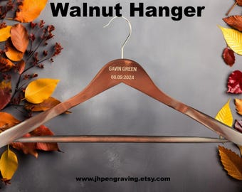 Engraved Wooden Suit Hanger: Groom, Executive, Groomsmen Gift