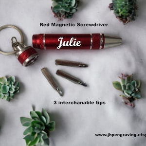 Bridal Party Gift - Custom Engraved Magnetic Pocket Screwdriver with Keychain - Personalized Gift for Business Associates & Quick Fixes