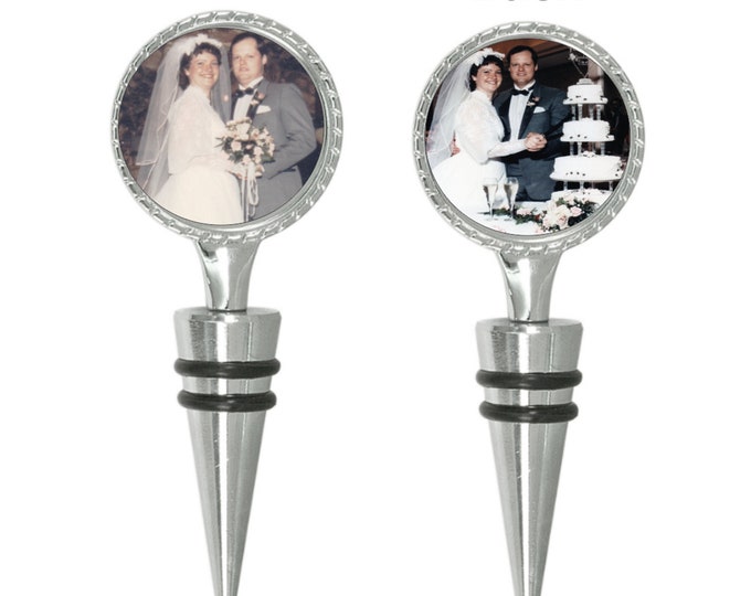 Photo Wine Bottle Stopper, A great gift for newlyweds, engaged couples and anniversaries, Mother's Day gift, Wine Lover Gift, Bridal Shower