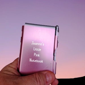 Back To School - Personalized Pink Notebook Flip Note with Ballpoint pen, Bridal Party, Birthday Gift, Laser Engraved Text and/or Logo
