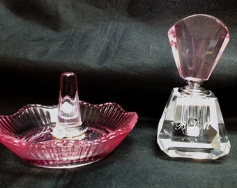 Valentine's Day Special:  Refillable Perfume Bottles-Personalized with Pink Top and Ring Holder, Valentine's Day, Quinceañera, Mother's Day