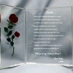 Custom Engraved Wedding Invitation Plaque with Hand-Engraved Red Roses - Unique Gift for Couples, Parents & Grandparents