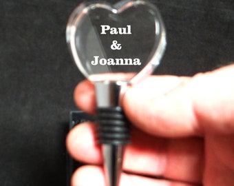 Personalized Heart Shaped Wine Stopper, Wedding Gift, Wine Lover Gift, Valentine's Day, Mother's Day, Gift for Her or Him