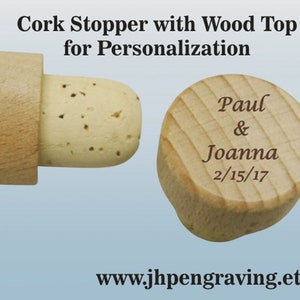 Personalized Engraved Wood Wine Stopper for Wedding Favor and Wine Lover Gift, laser engraved with special message, business give-a-way