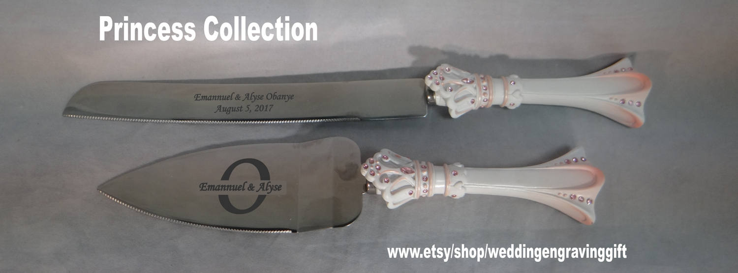 Personalized Cake Knife and Server Set Princess Collection Etsy