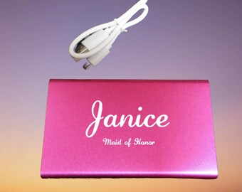 Personalized Power Bank, 4000mAh, Smart Phone Power Bank, Recharge portable device, Bridal Party, Business Promotion, Cell phone power bank