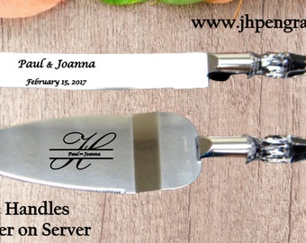 Personalized Cake Knife and Server Set with Clear Acrylic Handles for the Wedding Reception, Bridal Shower Gift Engraved for the Wedding