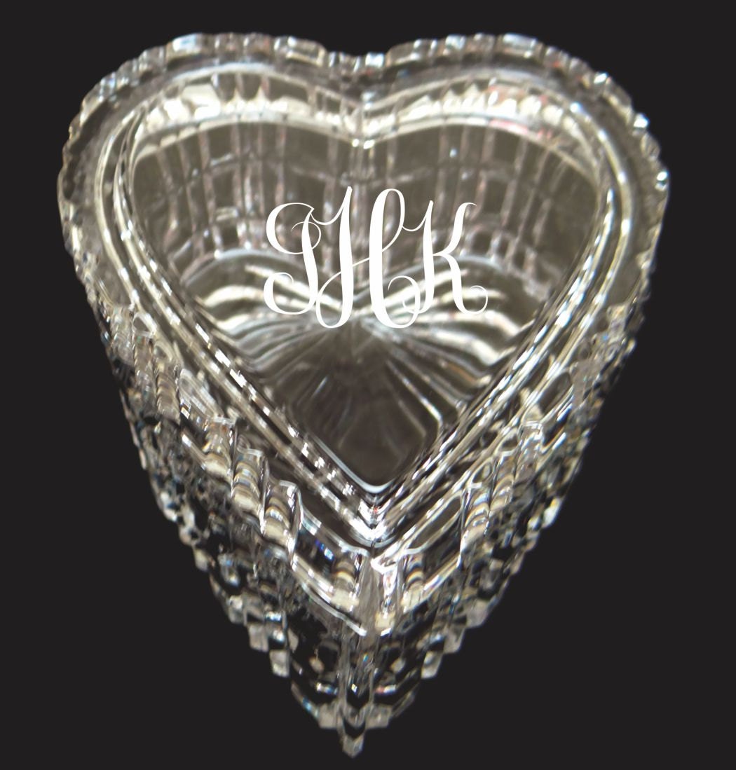 5 Personalized Cut Lead Crystal Heart Shaped Jewelry Etsy