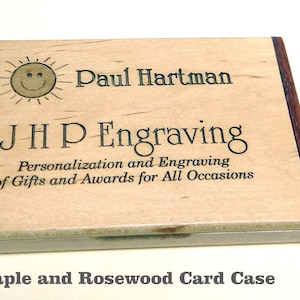 Rosewood Business Card Holder: Folding Desk Accessory image 1