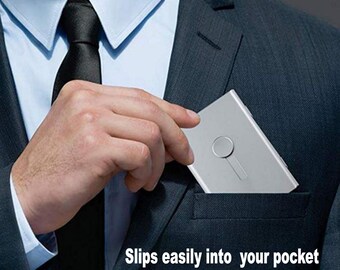 Ögon Aluminium Credit Card Holder With Button Red RED Ögon Aluminium Credit Card Holder With Button Red RED