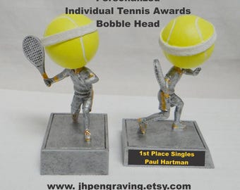 Personalized Tennis Bobblehead Trophy: Engraved Sports Award