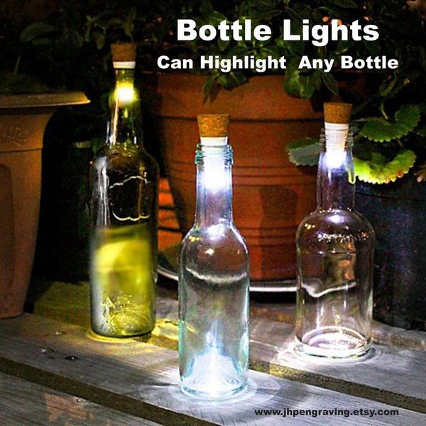 Personalized Bottle Light, bottle decoration, wine bottle lights, multicolor lights, lighted cork stoppers, LED lights for decoration