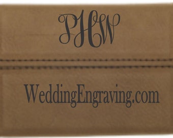 Custom Engraved Dark Brown Leatherette Business Card Holder