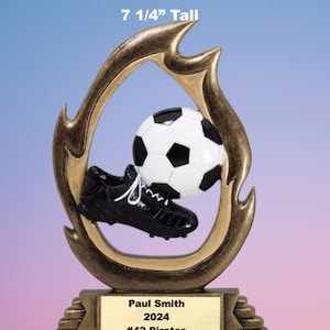 Personalized Soccer Resin Trophy with Engraved Name Plate - Soccer Mom, Coach, Player Award - Tournament Trophy - Custom Soccer Gift