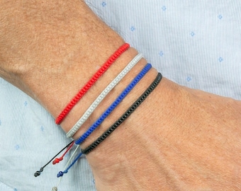 Mens Minimalist Beaded Bracelet, Mens Seed Bead Bracelet, Miyuki Adjustable Bracelet, Colombian Bracelet, Surfer Bracelet, Gift for Him