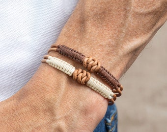 Mens Leather Knot Bracelet, Macrame Colombian Bracelet, Brown Bracelet, Fall Bracelet,  Gift for Men